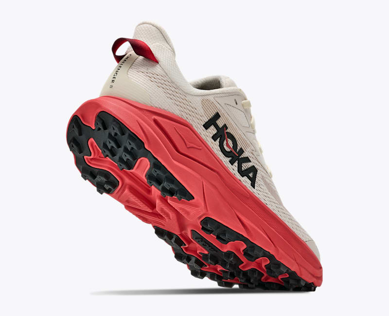 HOKA Women's Challenger 8 Shoes in Alabaster/Burnt Red