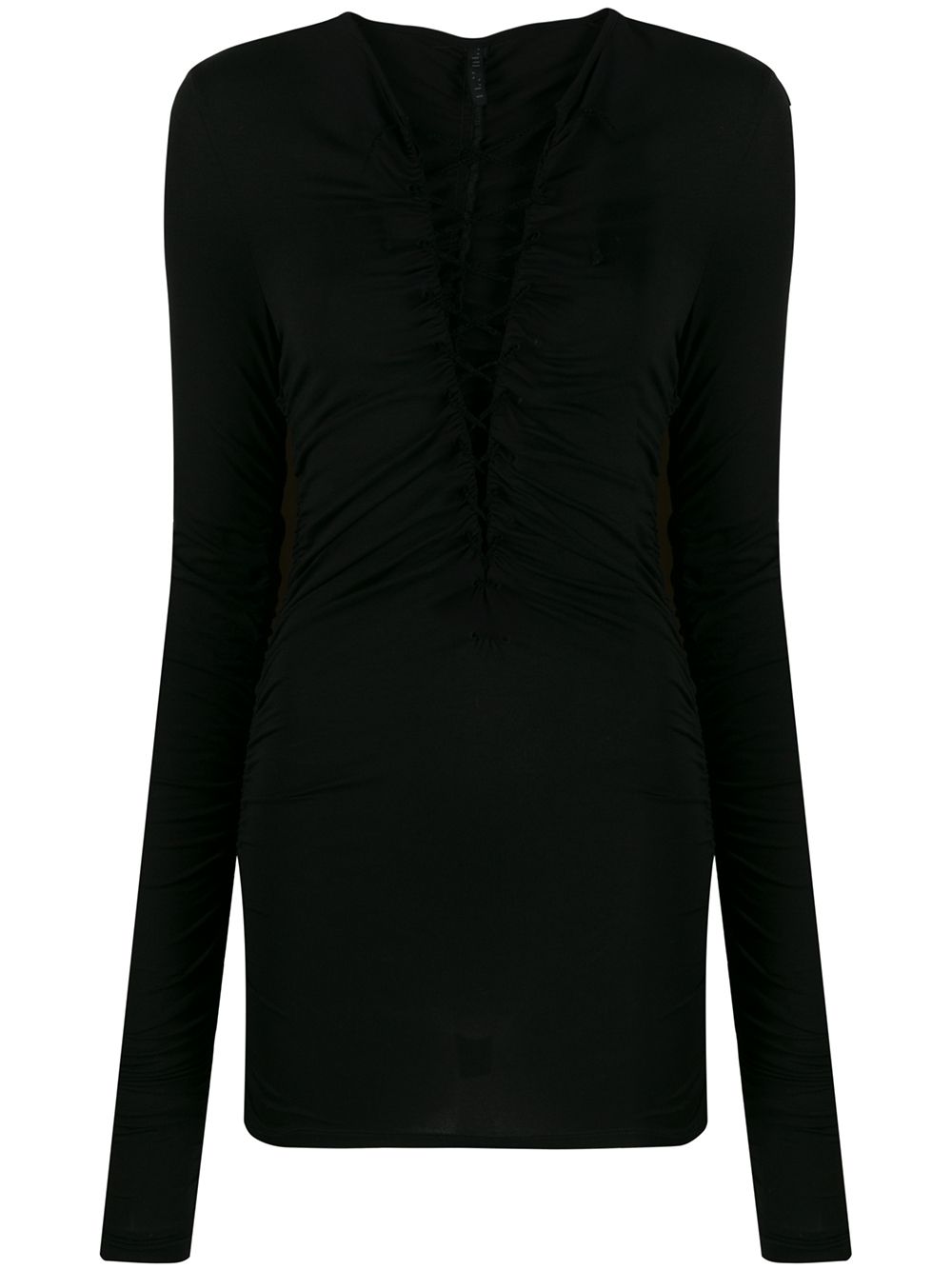 Lace-up long-sleeve top - Black