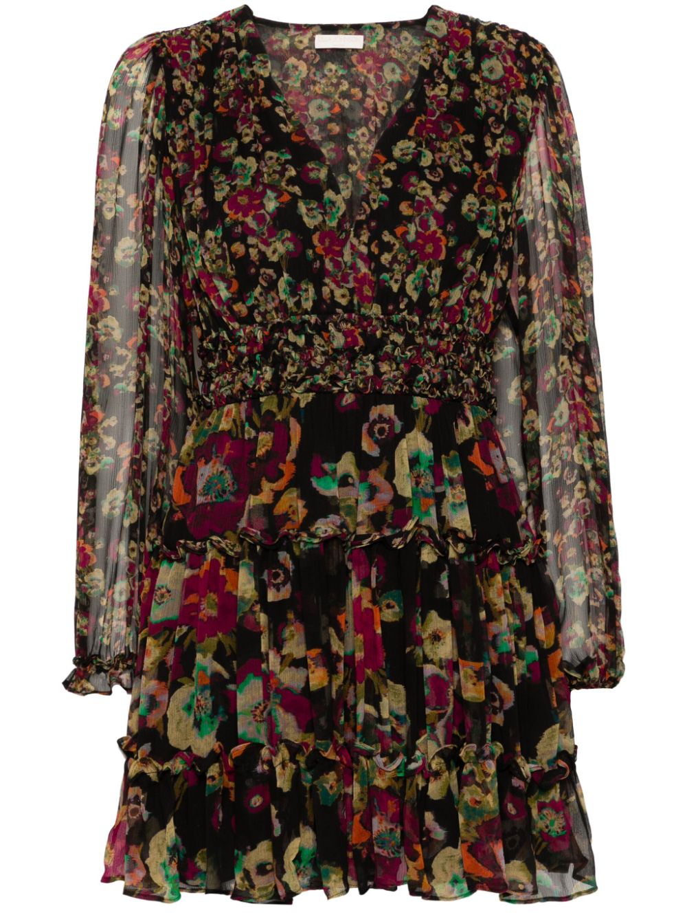 Lya floral-print mini dress - Black