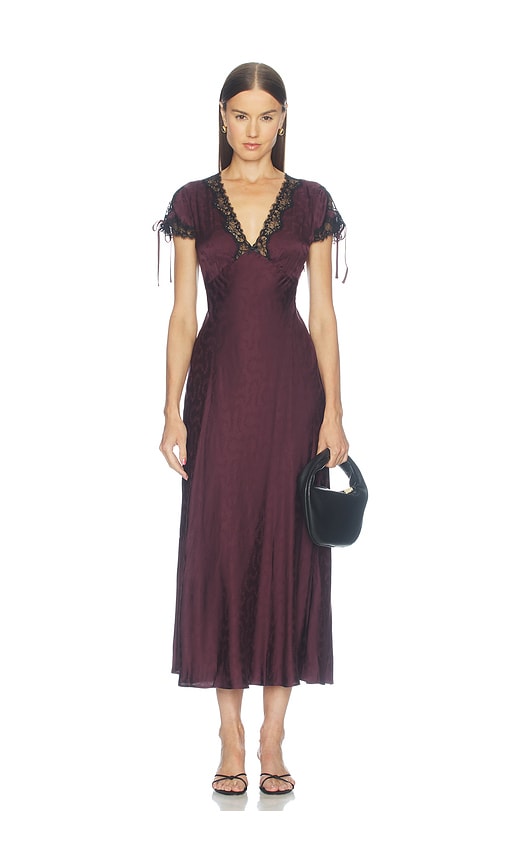 RIXO Fern Dress in Burgundy. - XL also in