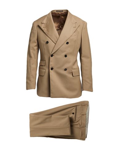Man Suit Camel Size 36 Virgin Wool, Elastane