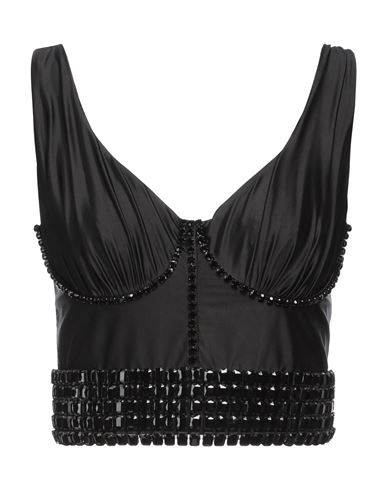 Woman Top Black Size 12 Polyamide, Elastane, Glass, Brass