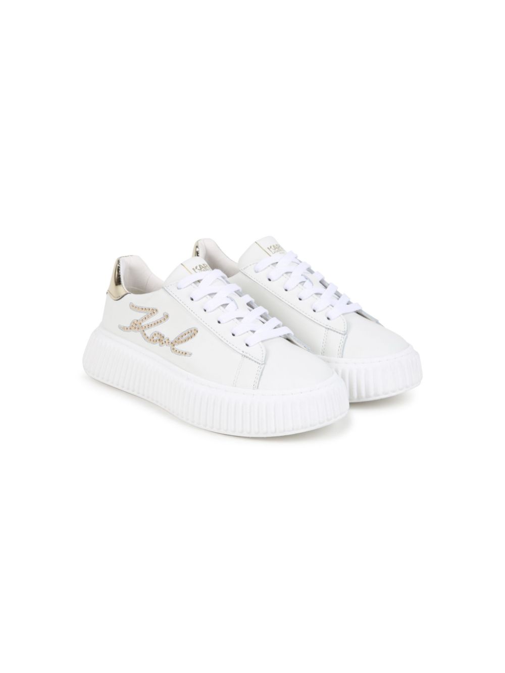 Rhinestone embellishment trainers - White