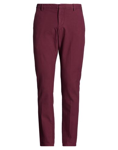 Man Pants Burgundy Size 34 Cotton, Elastane