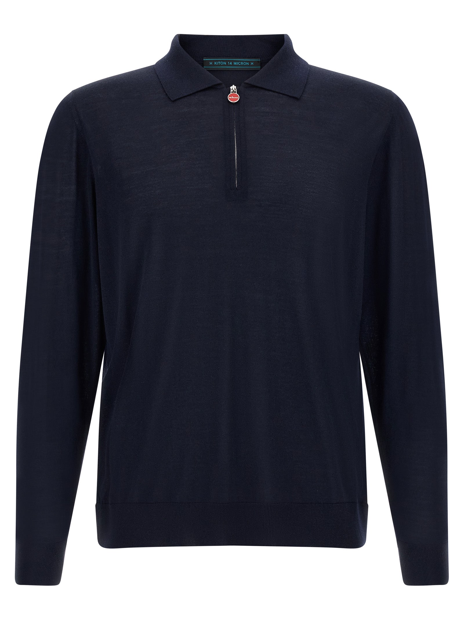 14 Micron Wool Polo Shirt — Navy