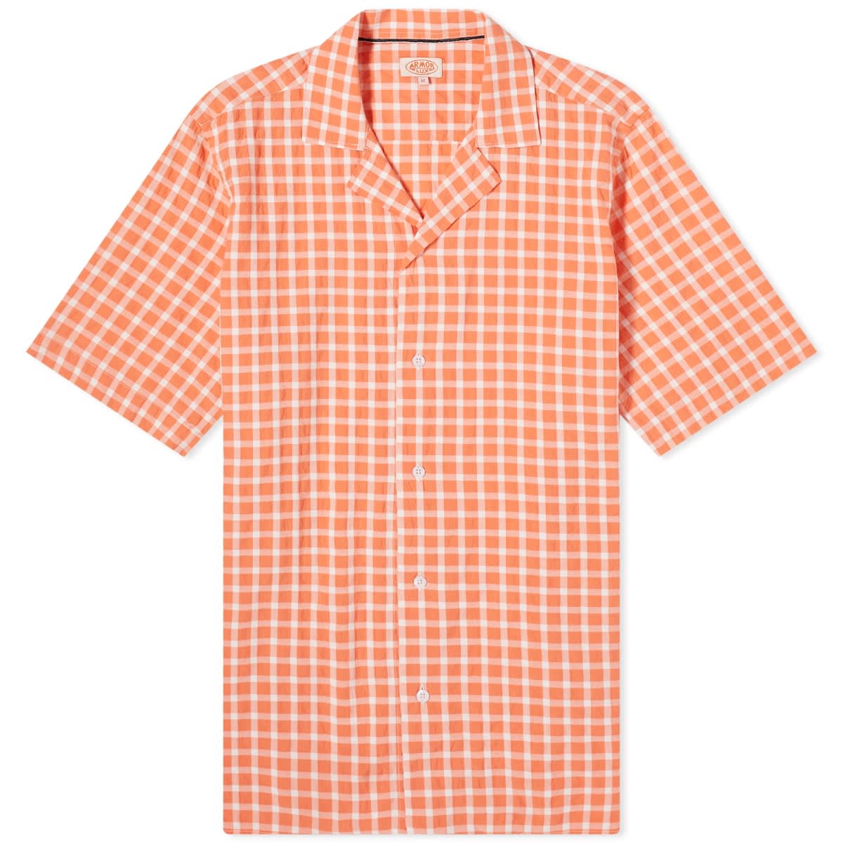 Armor-Lux Men's Check Vacation Shirt in Coral