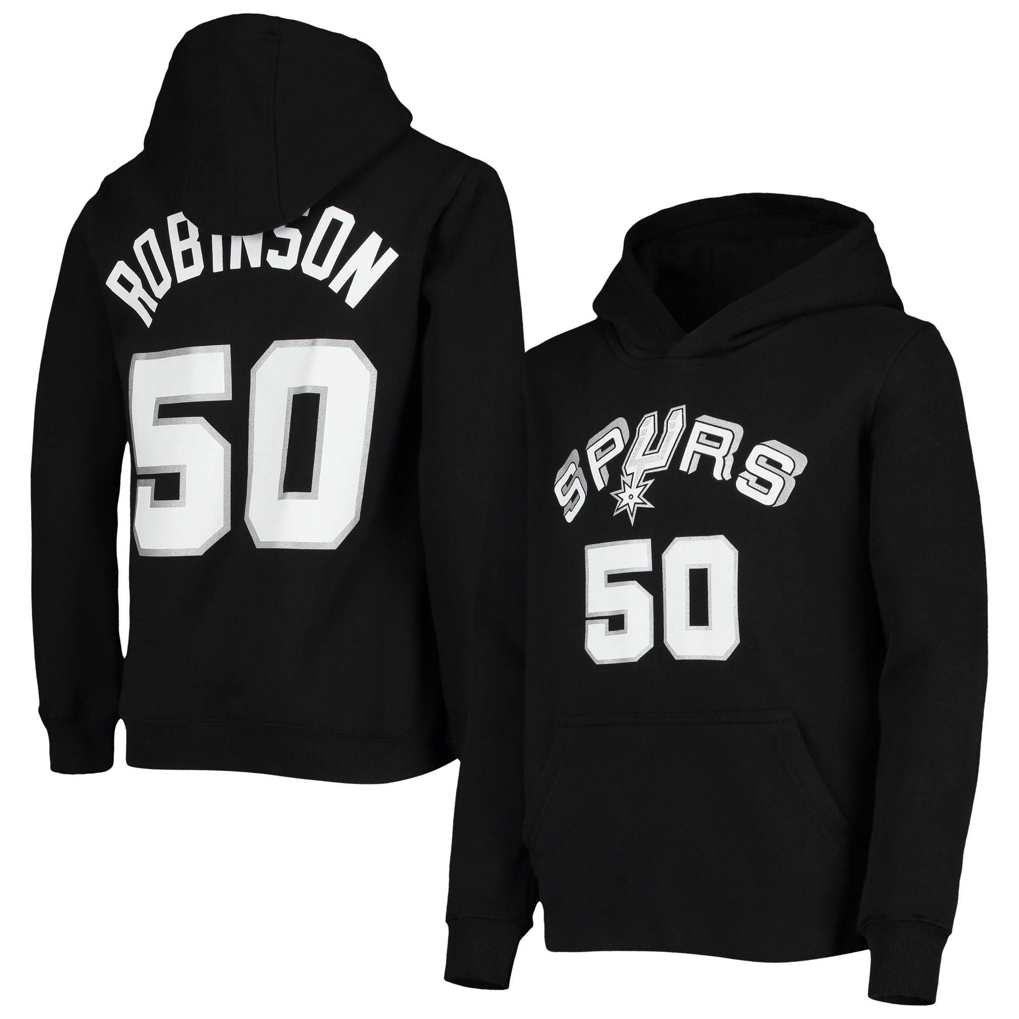 Youth David Robinson Black San Antonio Spurs Hardwood Classics Name & Number Pullover Hoodie