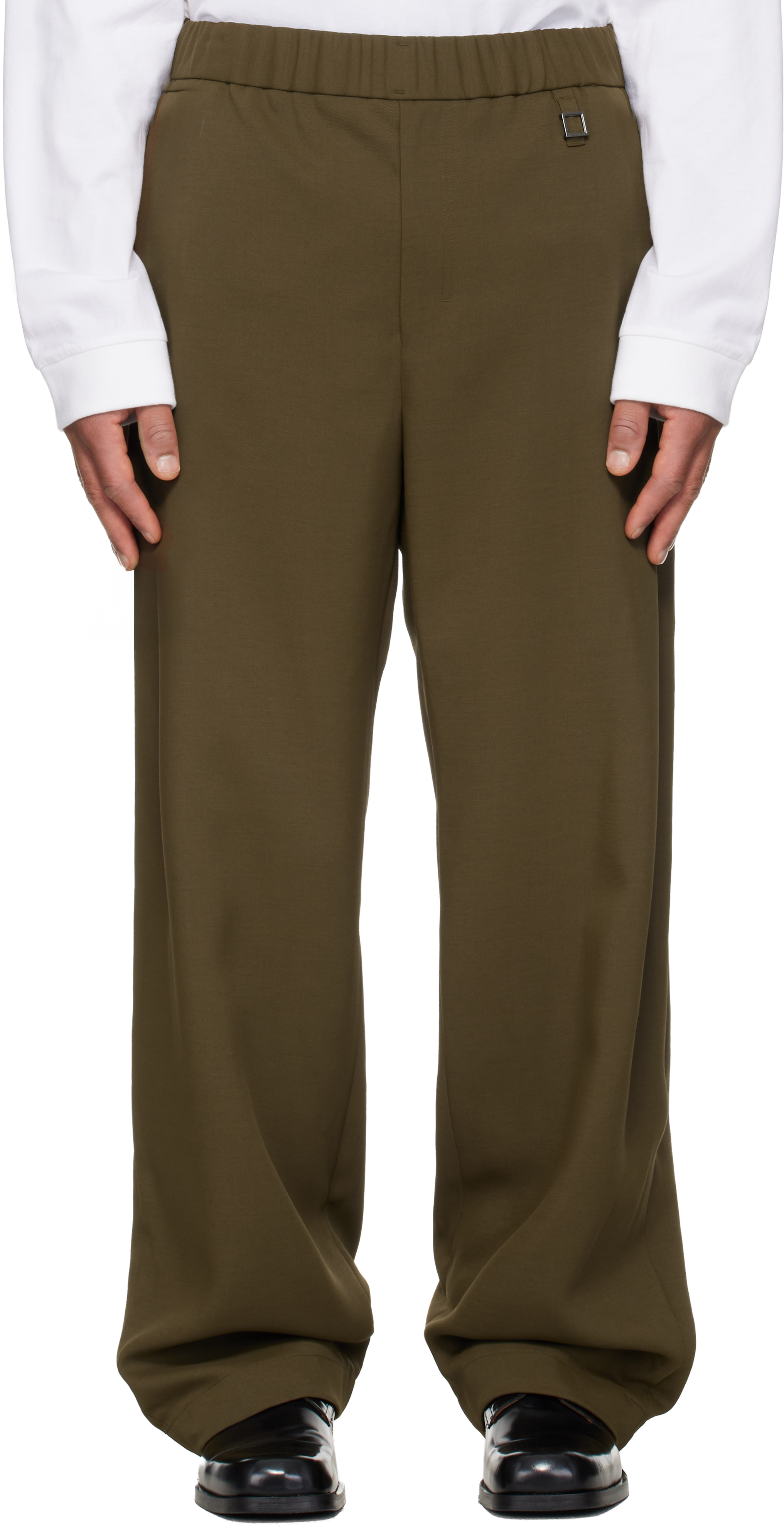 Khaki Twill Elasticized Waist Trousers
