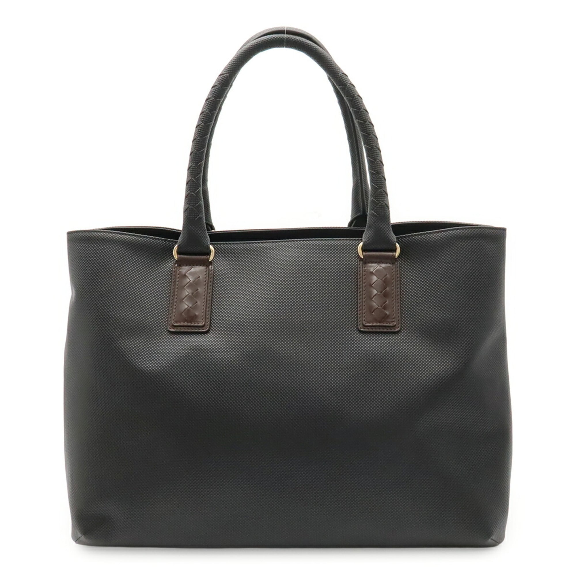Bottega Veneta Black Dark Brown Coated Canvas Tote Bag Pre-Owned