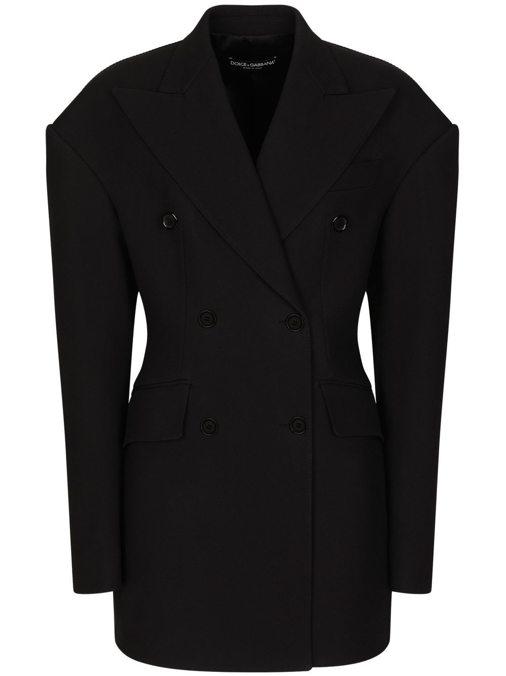 Drop-shoulder double-breasted coat - Black