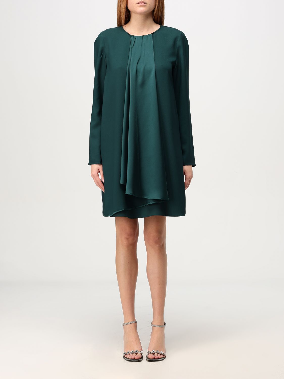 Box pleat long-sleeved minidress - Black