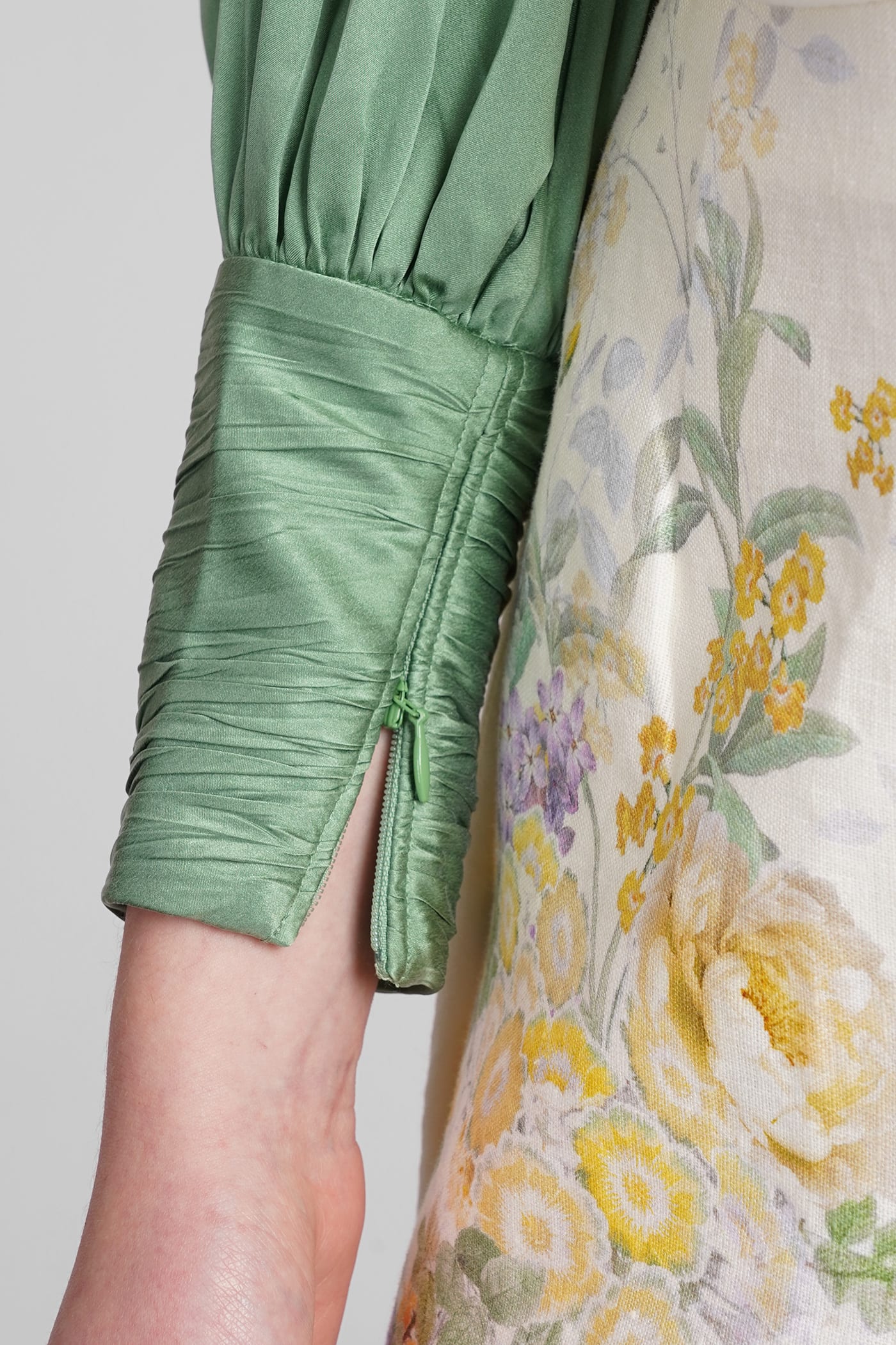Silk cropped wrap top - Green