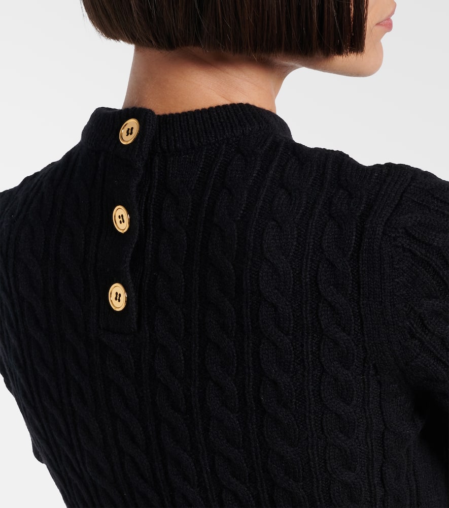 Cable-knit wool and cashmere minidress