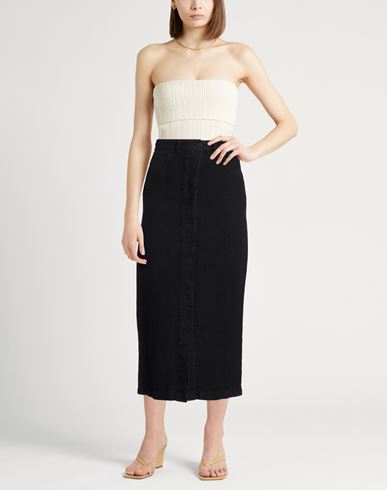 Woman Midi skirt Black Size 10 Linen