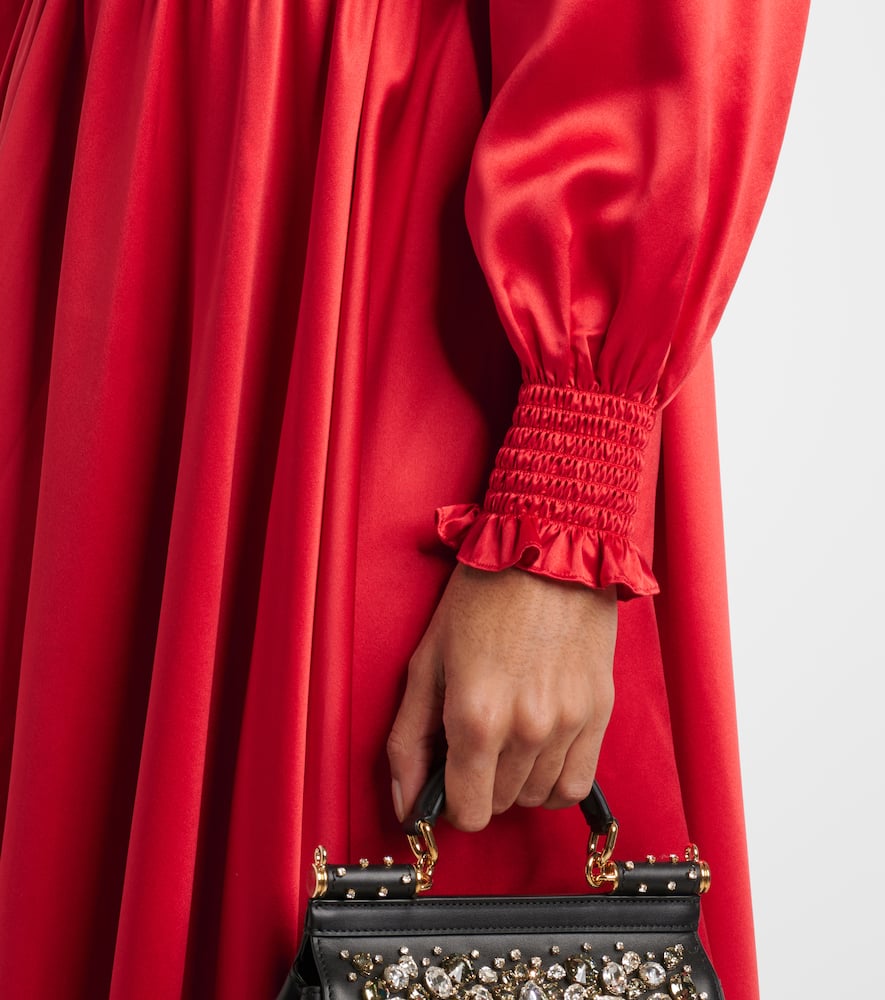 Silk satin shirt dress
