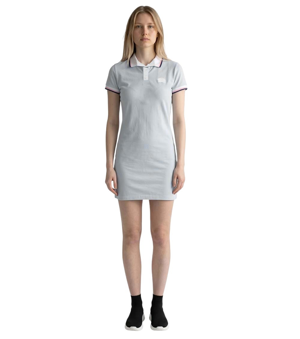 Light Blue Solid Shirt Collar Mini Dress