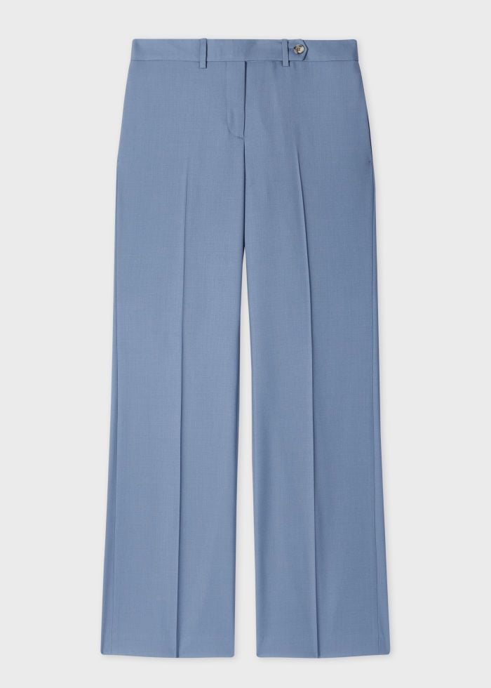 Women's 'A Suit To Travel In' - Steel Blue Wool Bootcut Trousers
