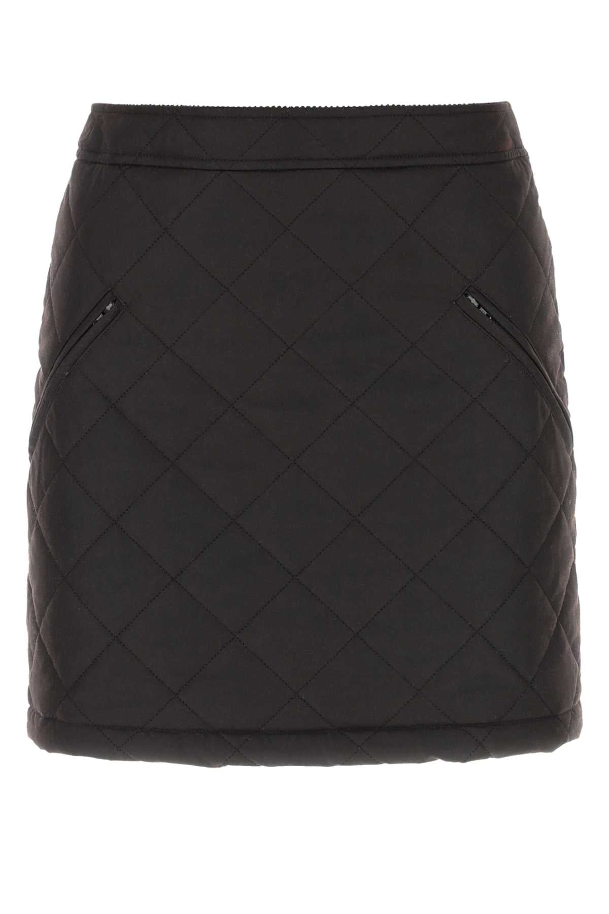 Quilted Cotton Mini Skirt — Black
