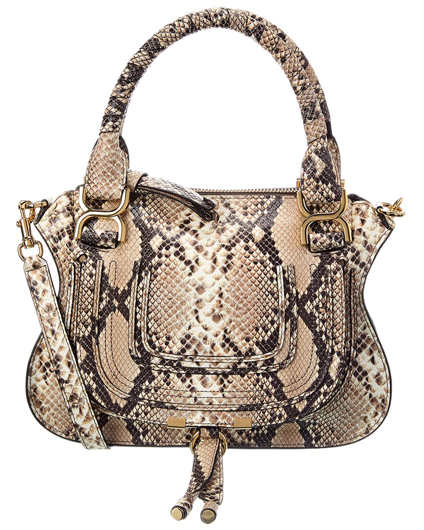 Marcie Small Snake-Embossed Leather Satchel