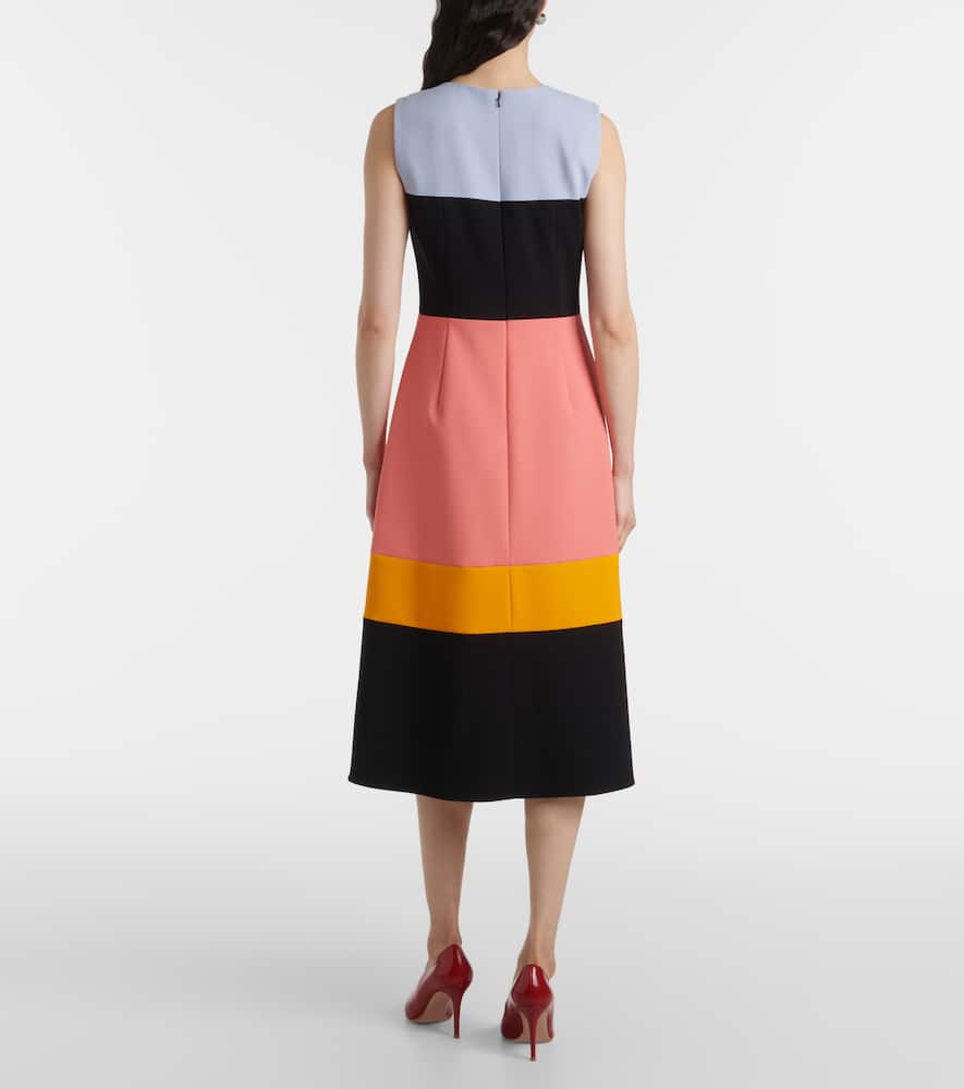 Colorblocked wool-blend midi dress