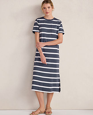 Ann Taylor Haven Well Within Organic Cotton Interlock Striped Short Sleeve Dress