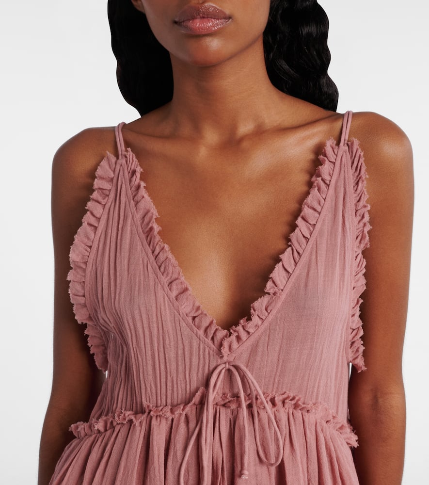 Ruffled cotton gauze minidress