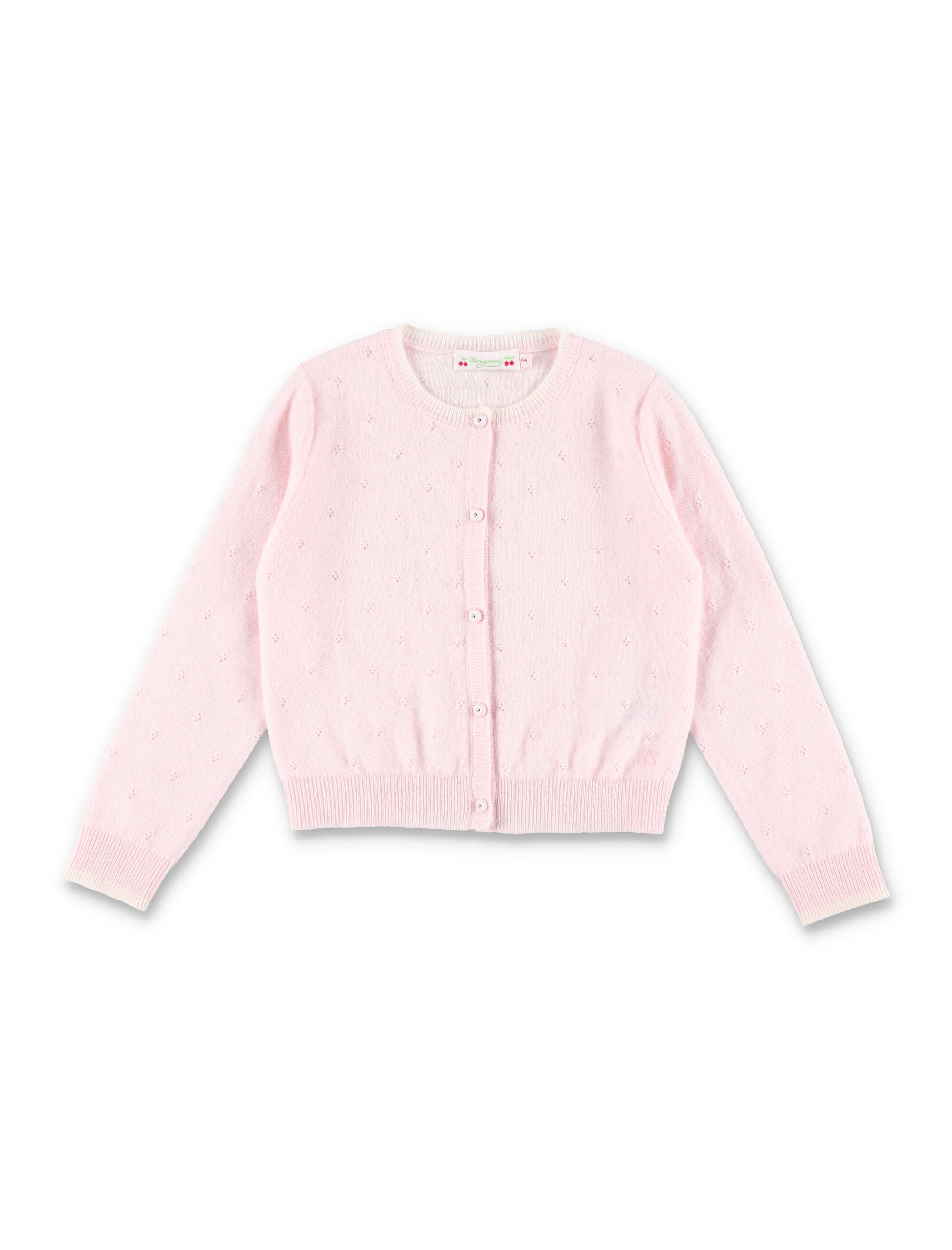 Elegant Girls' Cardigan with Pointelle Knit