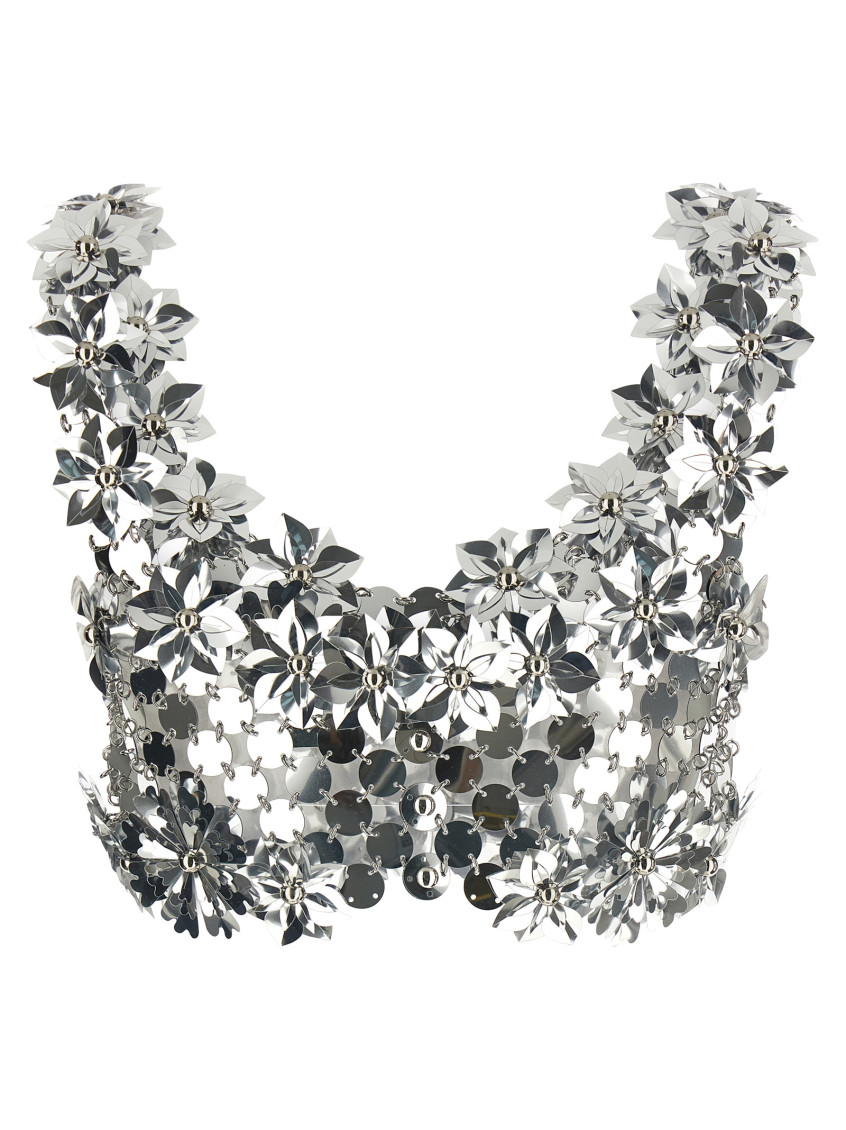 Silver Flower Appliqu Top