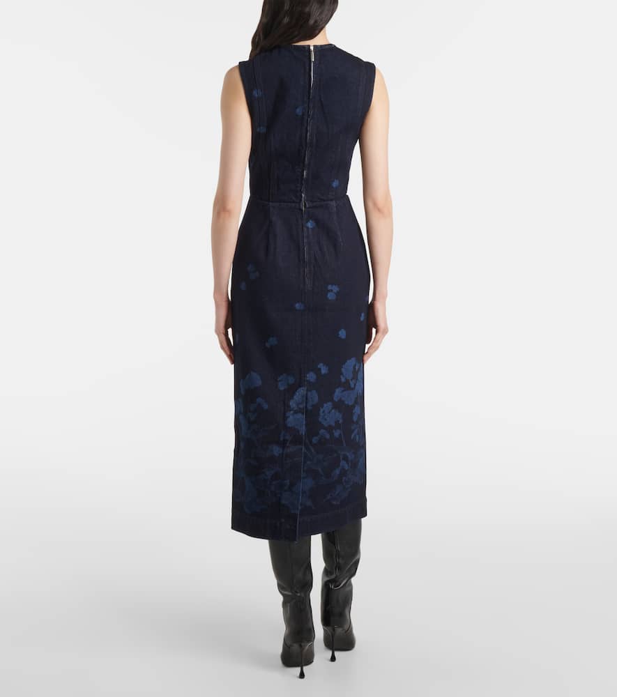 Floral denim midi dress