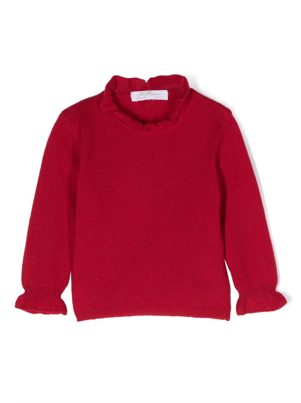 Ruffle-trim jumper - Red