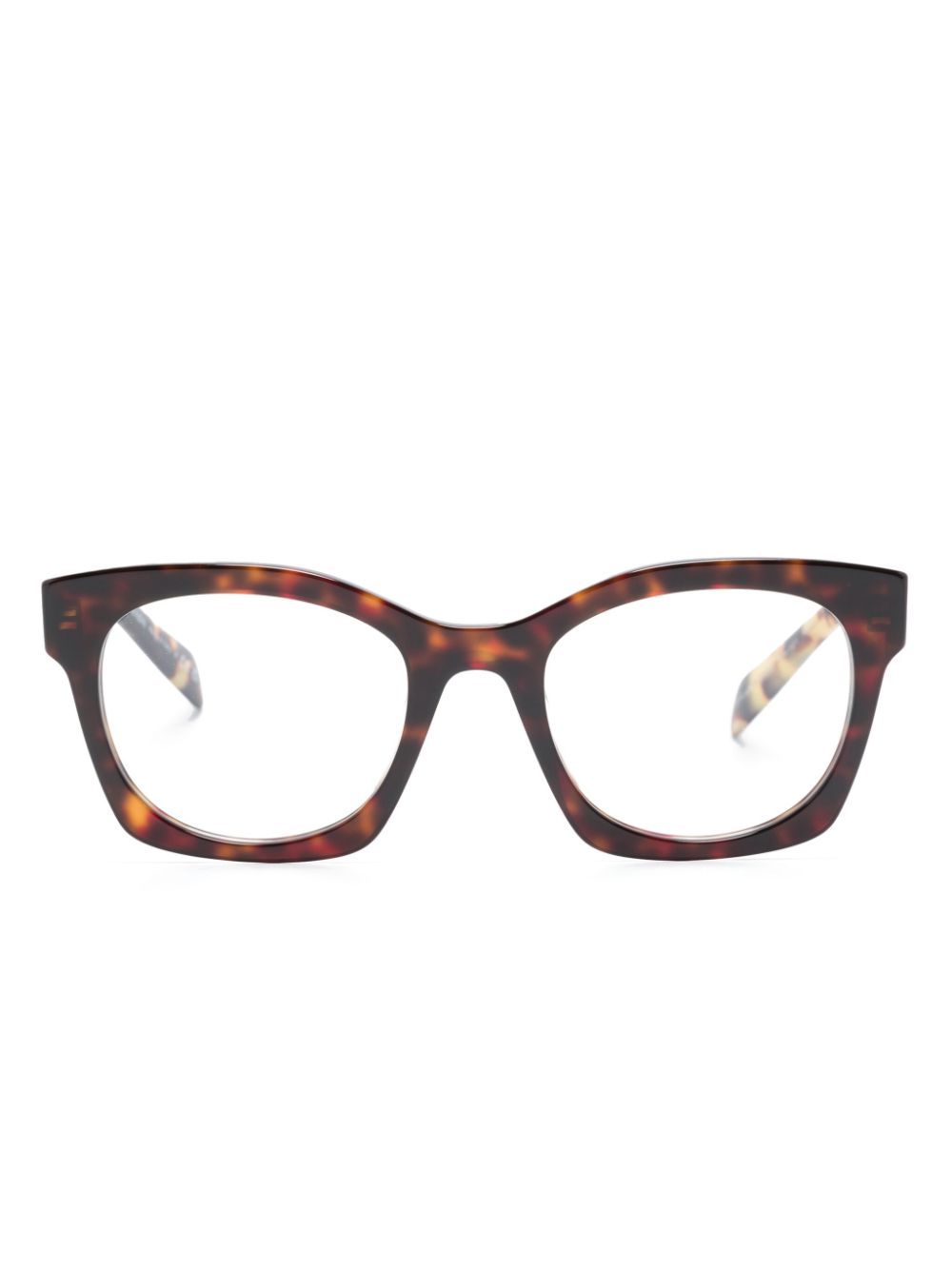 Tortoiseshell D-frame glasses - Brown