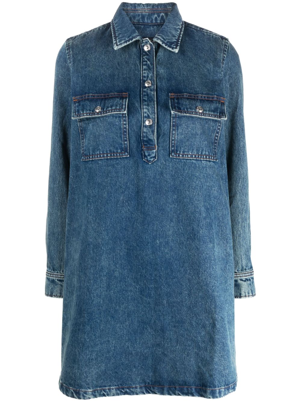 Mia denim long-sleeve dress - Blue