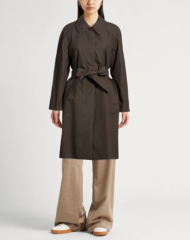 Woman Overcoat & Trench Coat Dark brown Size 6 Cotton