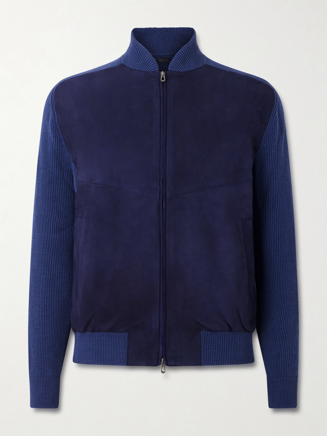 Suede and Ribbed Cotton and Cashmere-Blend Bomber Jacket