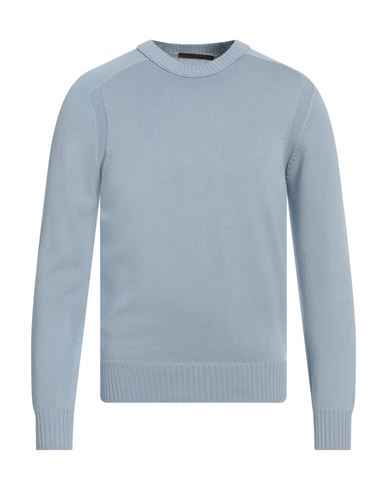 Man Sweater Sky blue Size 38 Cotton