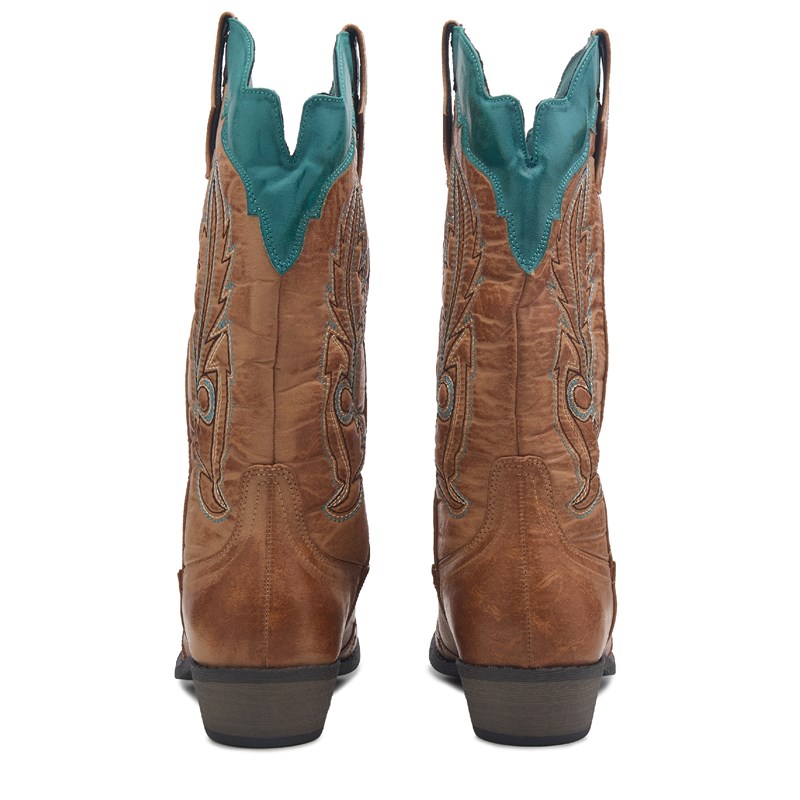 Women's Cimmaron Cowboy Boots (Tan/Turquoise)