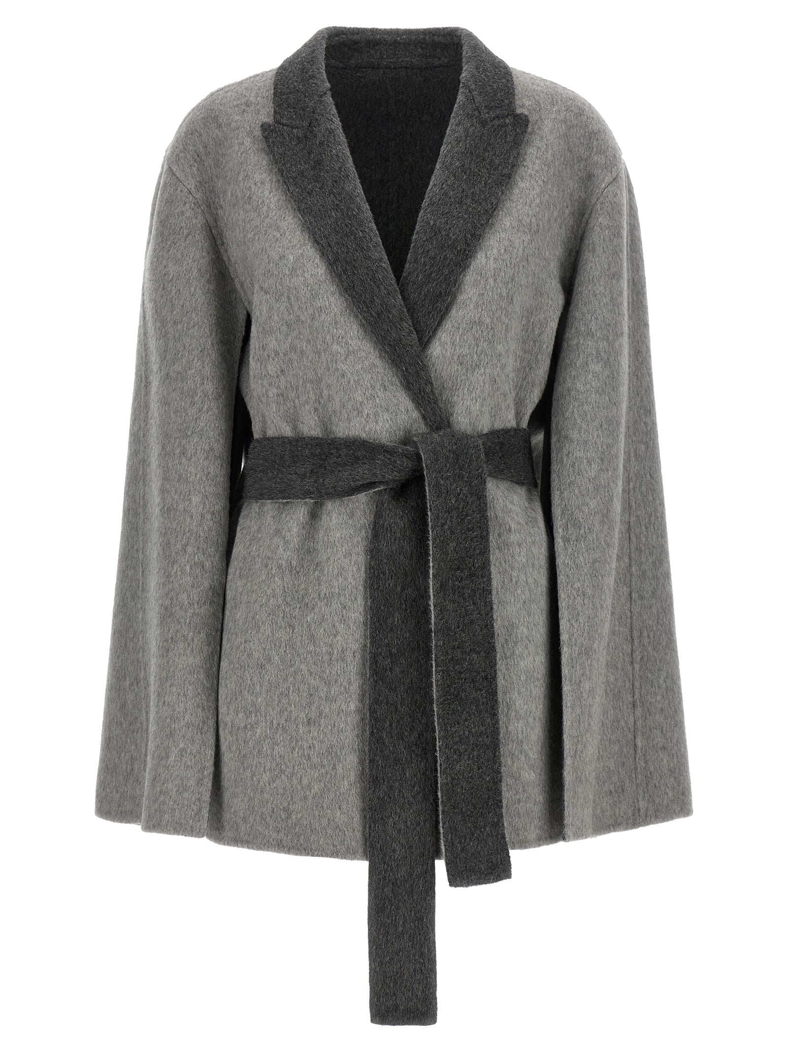 Two-Tone Wool Coat — Gray
