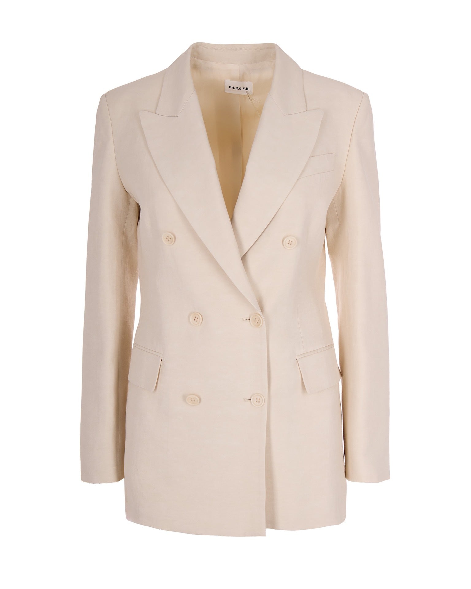 Double-Breasted Viscose Blazer — Beige