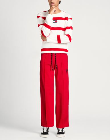 Man Pants Red Size L Cotton, Polyester