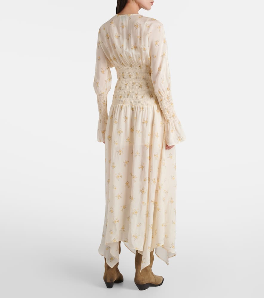 Printed smocked maxi dress