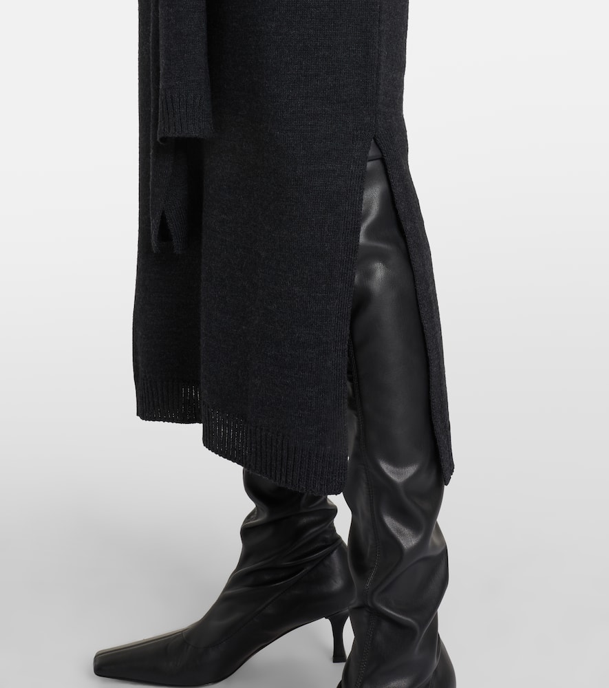 Wool-blend midi skirt