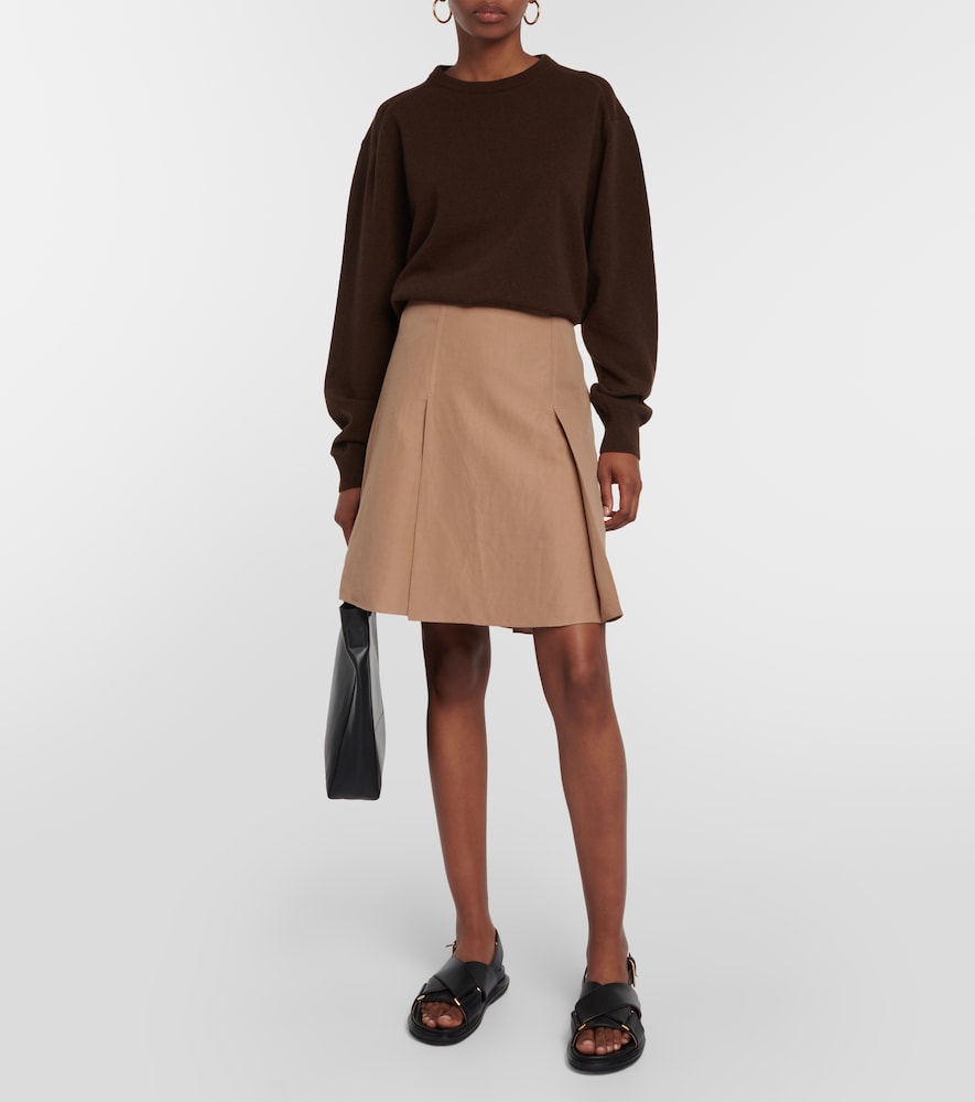 Vince Pleated cotton-blend miniskirt