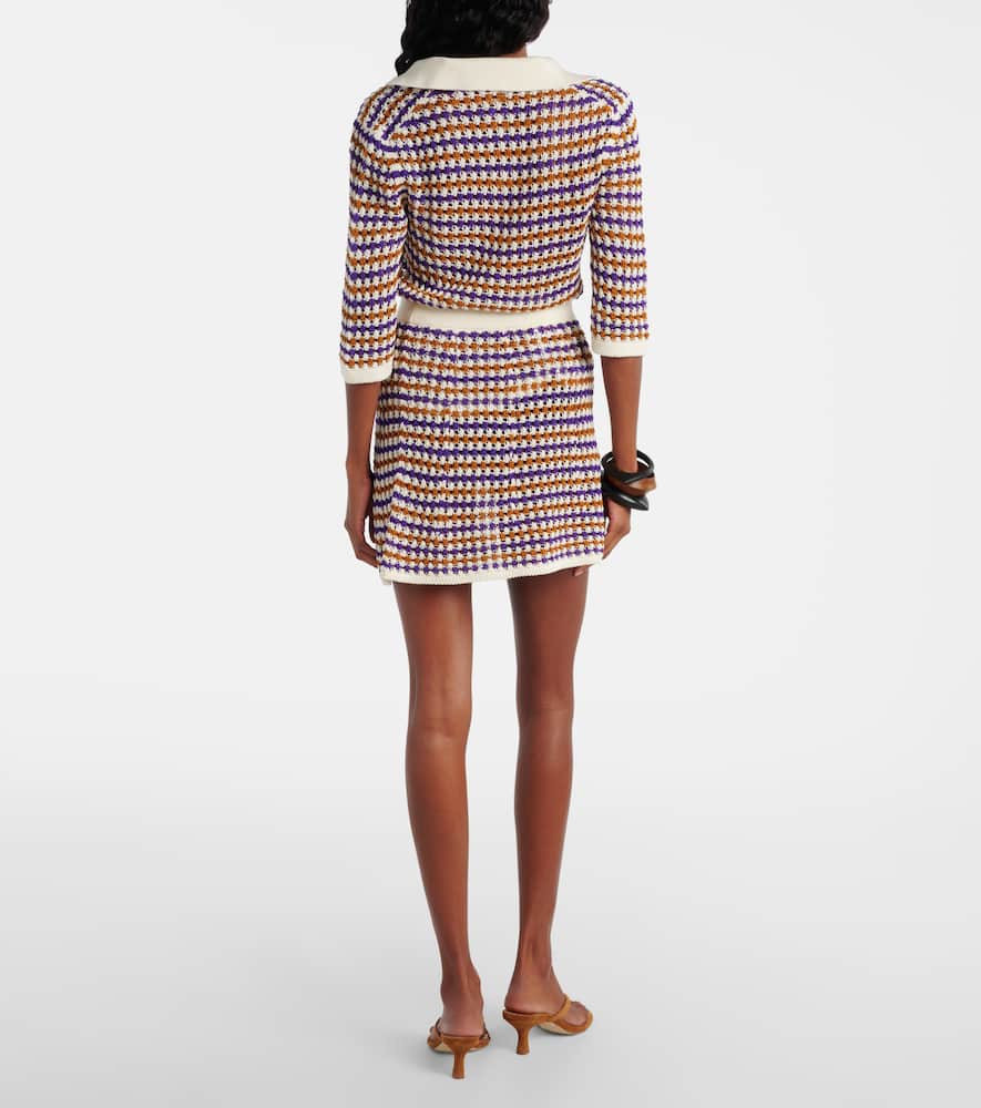 Design open-knit cotton-blend miniskirt