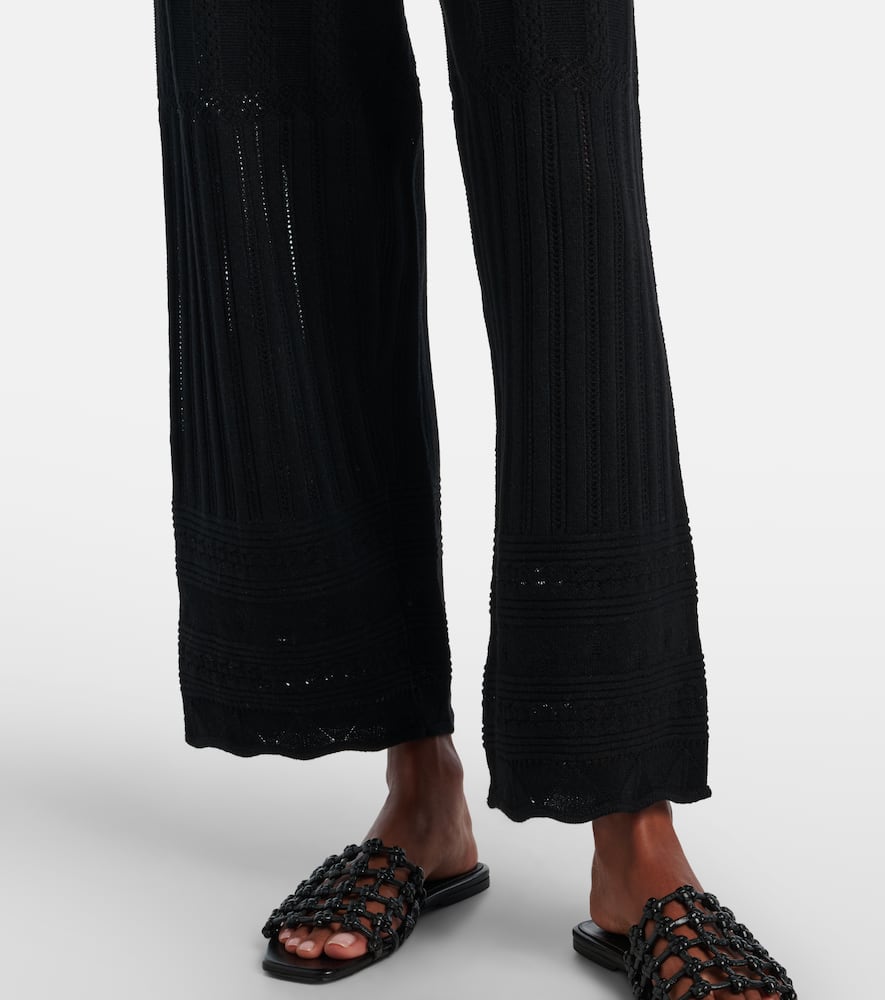 Alliage pointelle wool and cashmere wide-leg pants