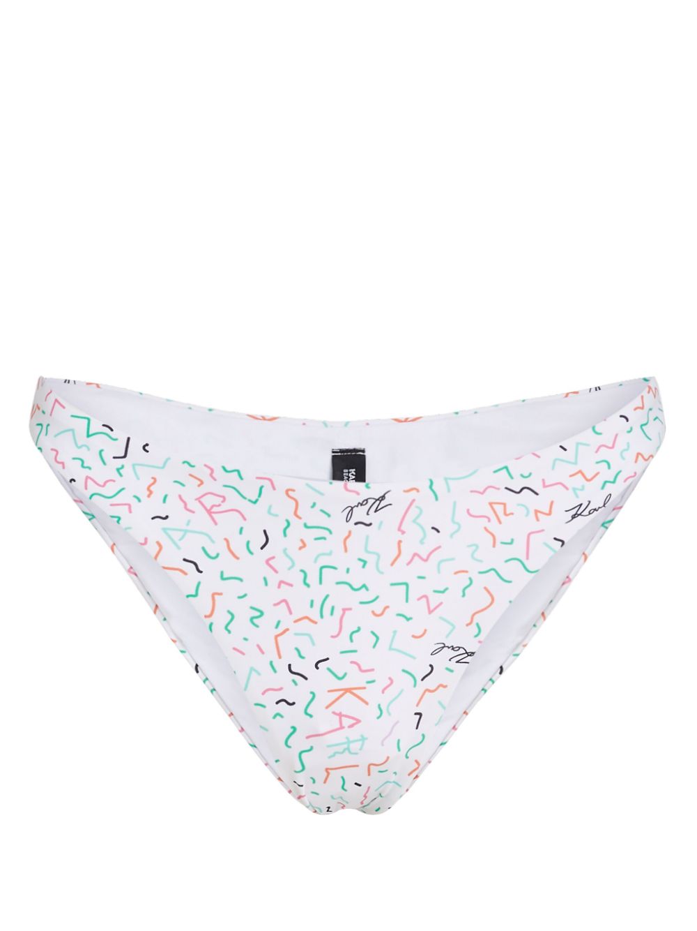 Geometric-print high-leg bikini bottoms - White
