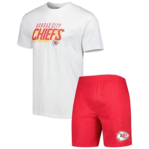 Men's Red/White Kansas City Chiefs Downfield T-Shirt & Shorts Sleep Set