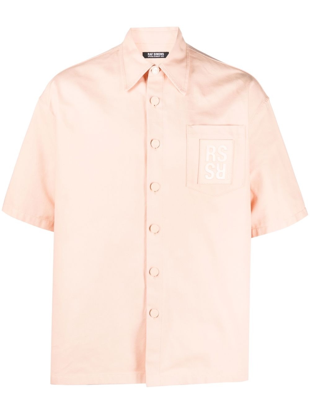 Logo-patch cotton shirt - Orange