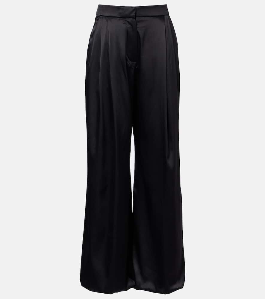 Silk-blend satin wide-leg pants
