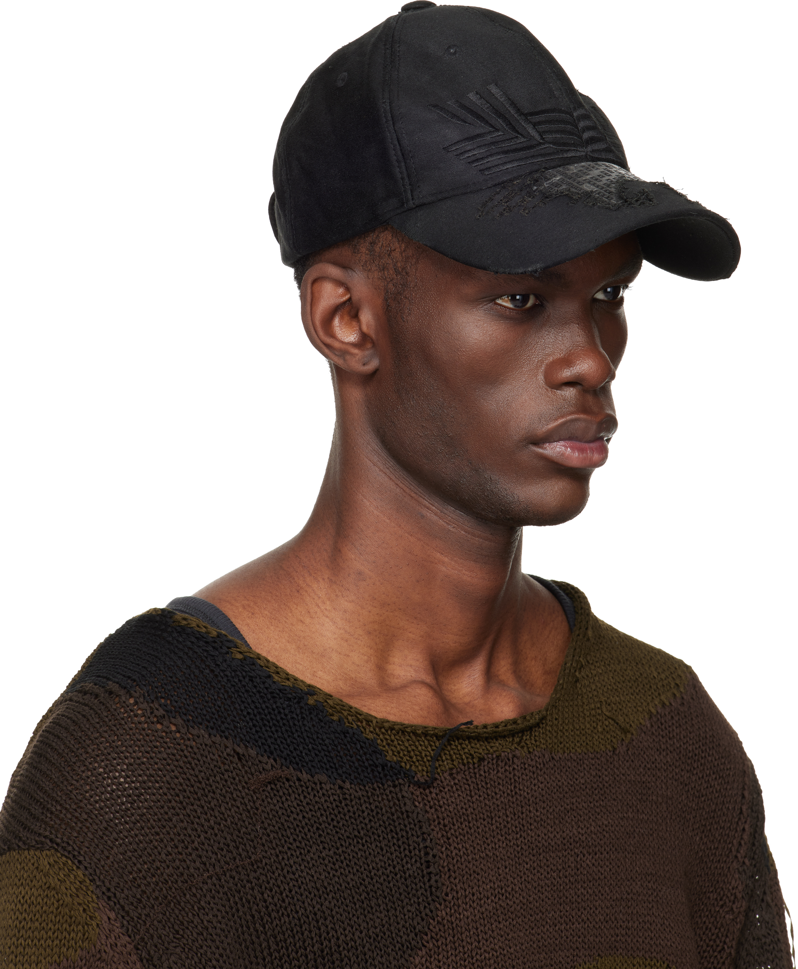 Black Laser Cut Damaged Cap