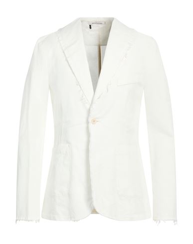 Man Blazer White Size 36 Linen, Cotton, Elastane